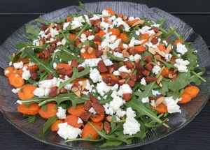 Rucolasalat med bagte gulerødder