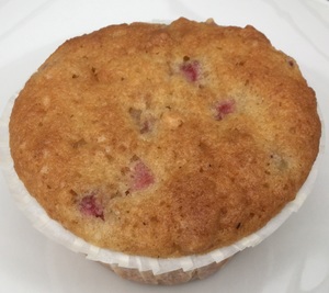 Makronmuffins med rabarber