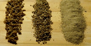 Mæsk, tørret mæsk og mel af mæsk