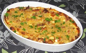 Den færdige ret drysset med hakket persille