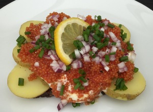 Kartoffelmad med stenbiderrogn